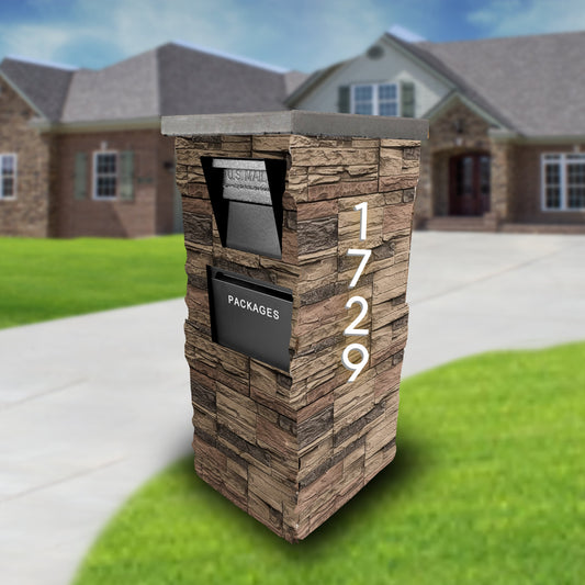 Faux Stone VaultBox Package Mailbox (LED Backlit) - Dream Mailboxes
