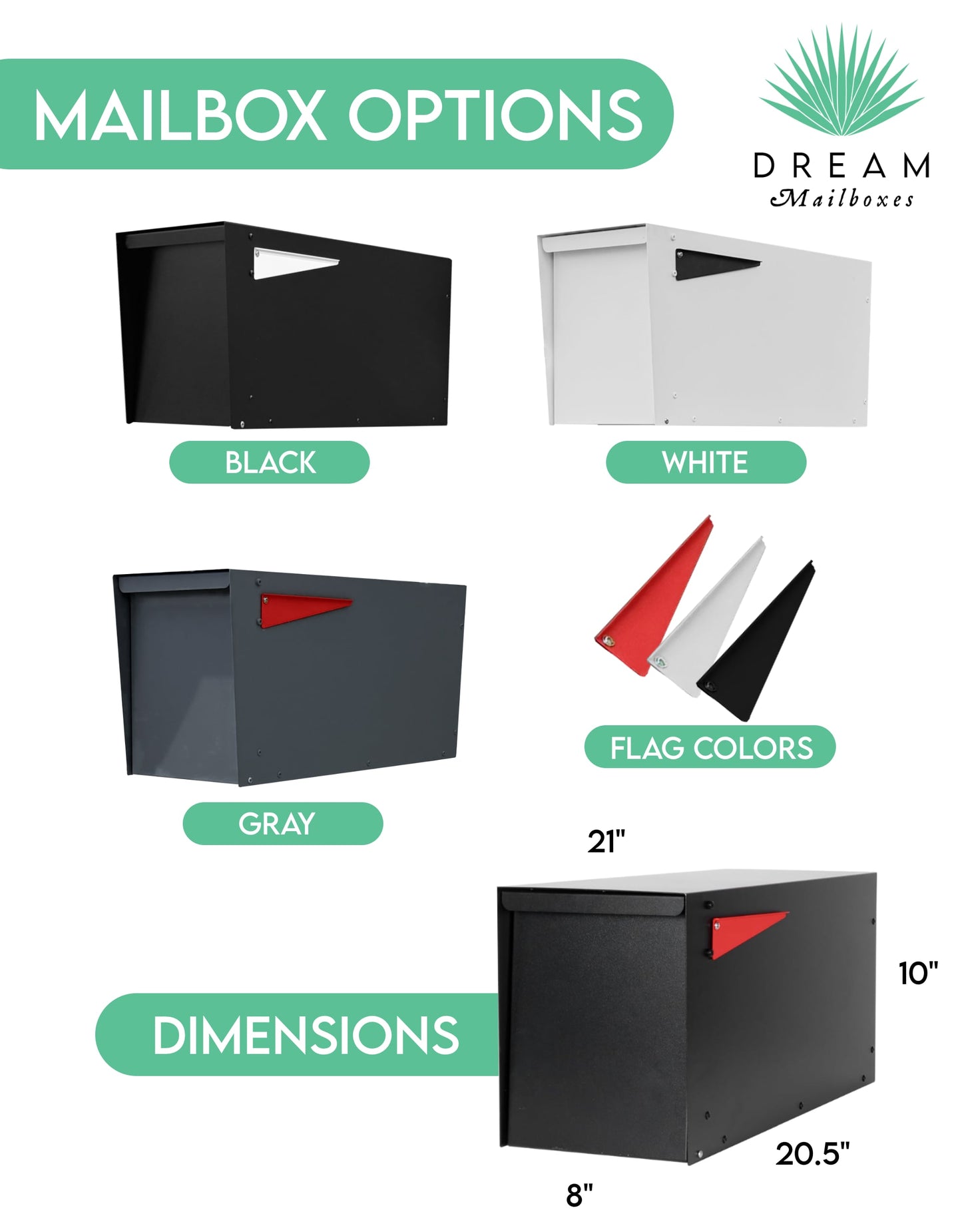 Replacement Modern Mailbox - Non Locking - Dream Mailboxes