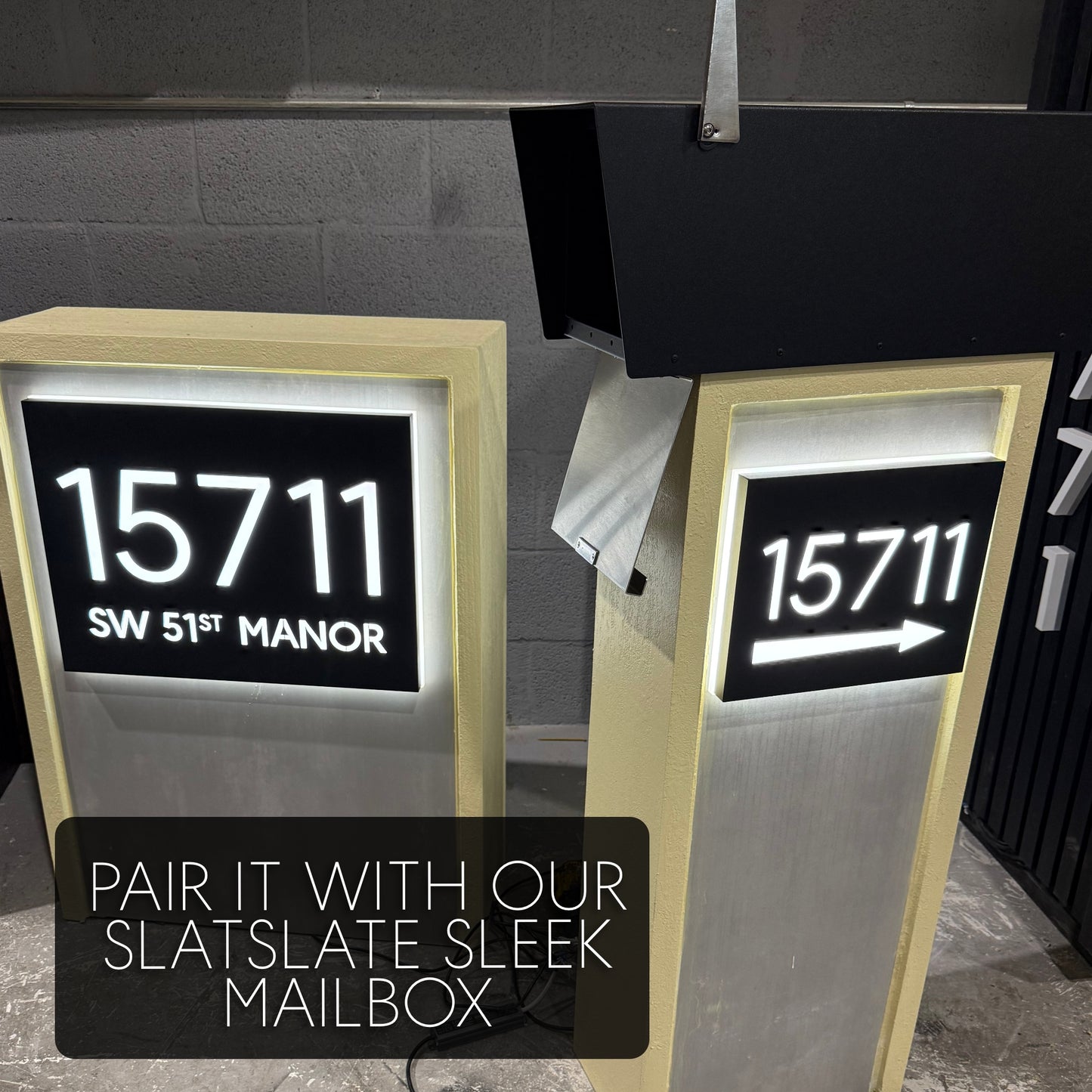 Slate Serenity LED Address Base - Dream Mailboxes