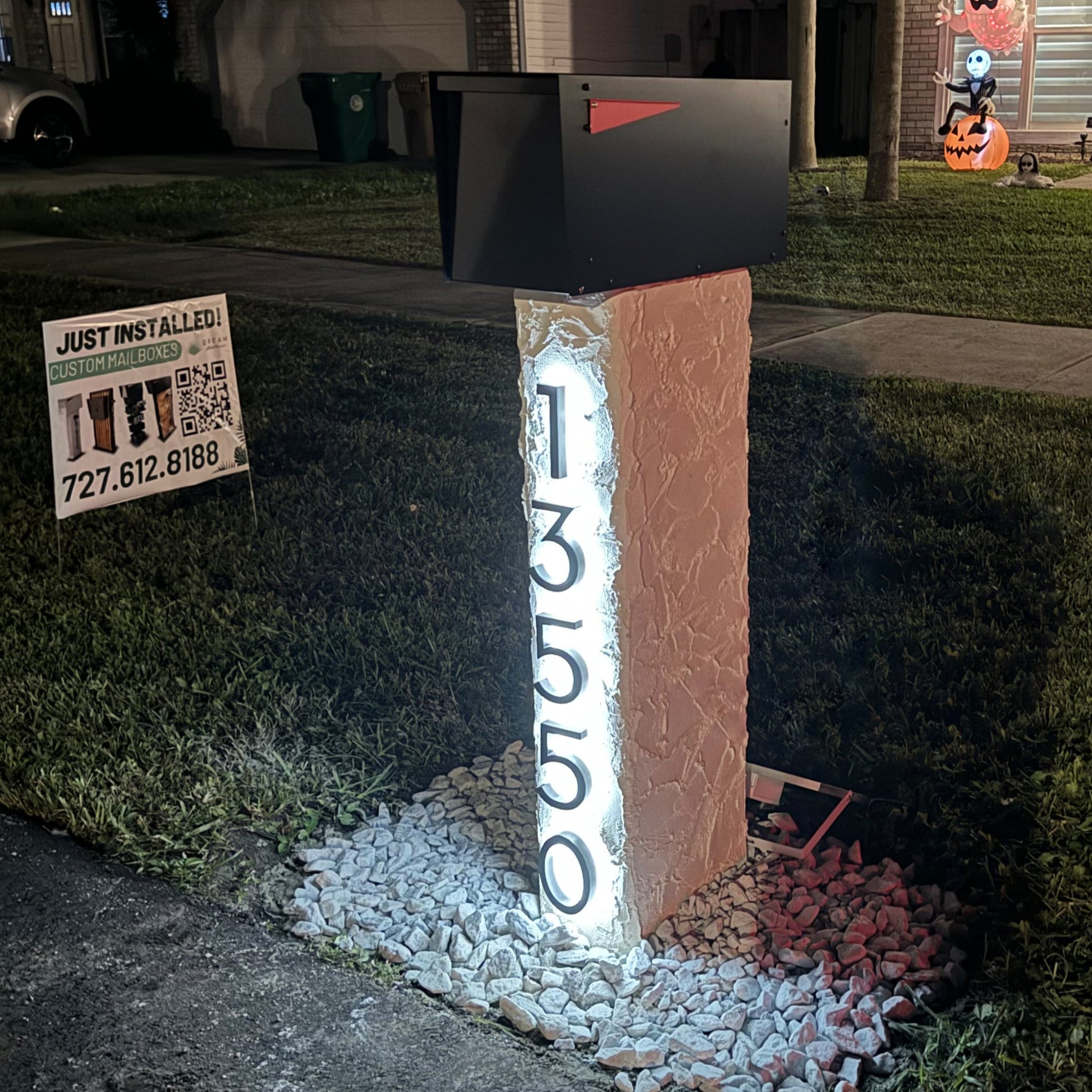Stucco Agave Post 2.0 Mailbox (LED Backlit) - Dream Mailboxes