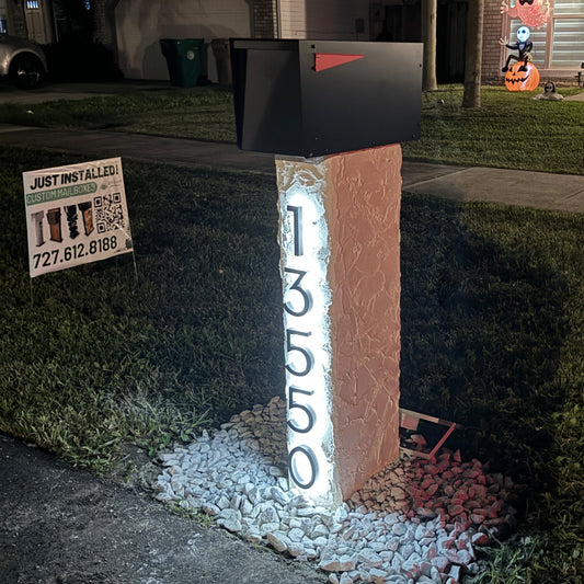 Stucco Agave Post 2.0 Mailbox (LED Backlit) - Dream Mailboxes