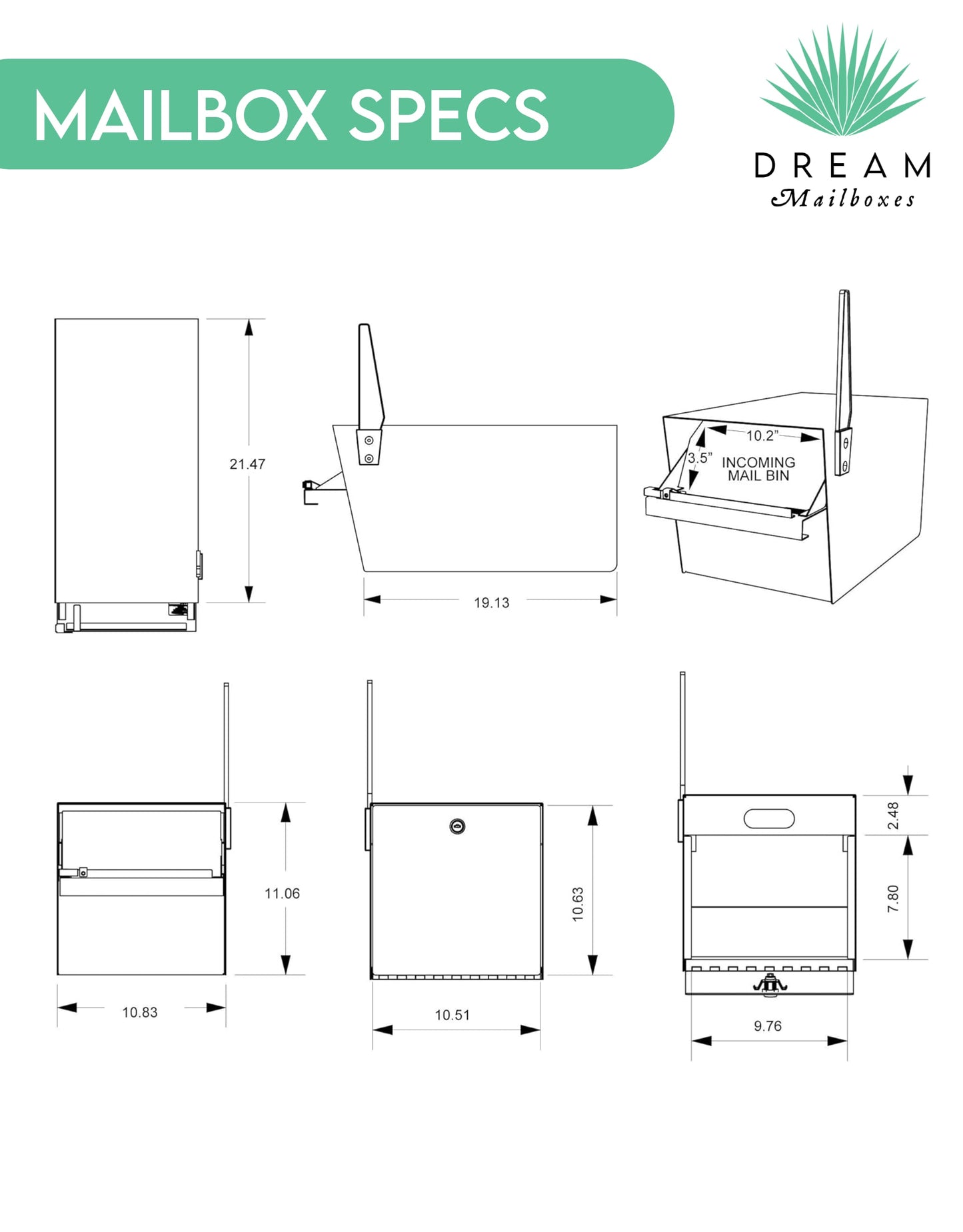 Modern Classic Composite Back Open Mailbox - (Locking)