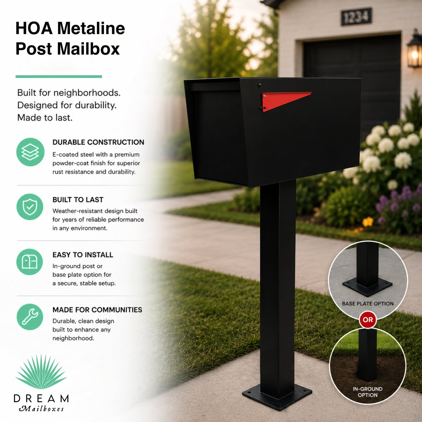 HOA Metaline Post Mailbox
