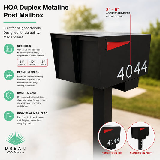 HOA Duplex Metaline Post Mailbox