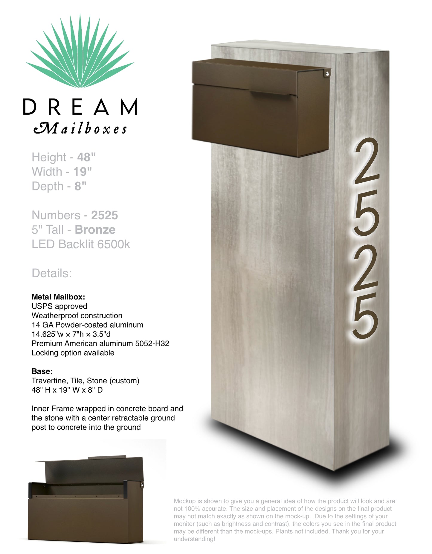 Travertina Luxe Wall Mailbox