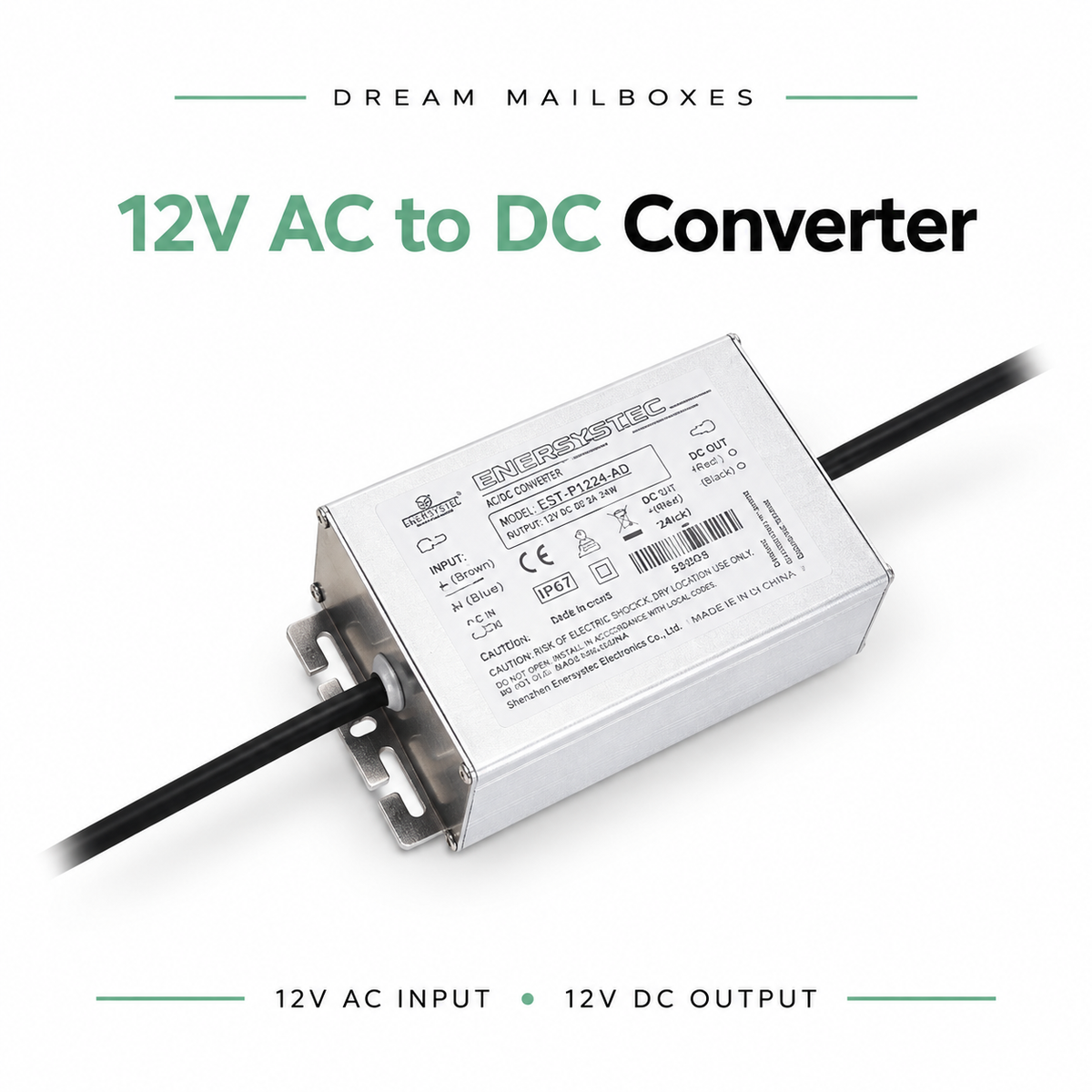 12V AC to DC Converter – Dream Mailboxes